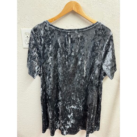 Spring + Mercer Size XL Velvet Legging Tee Hi-Low Tunic Gray Silver Short Sleeve - Picture 6 of 7